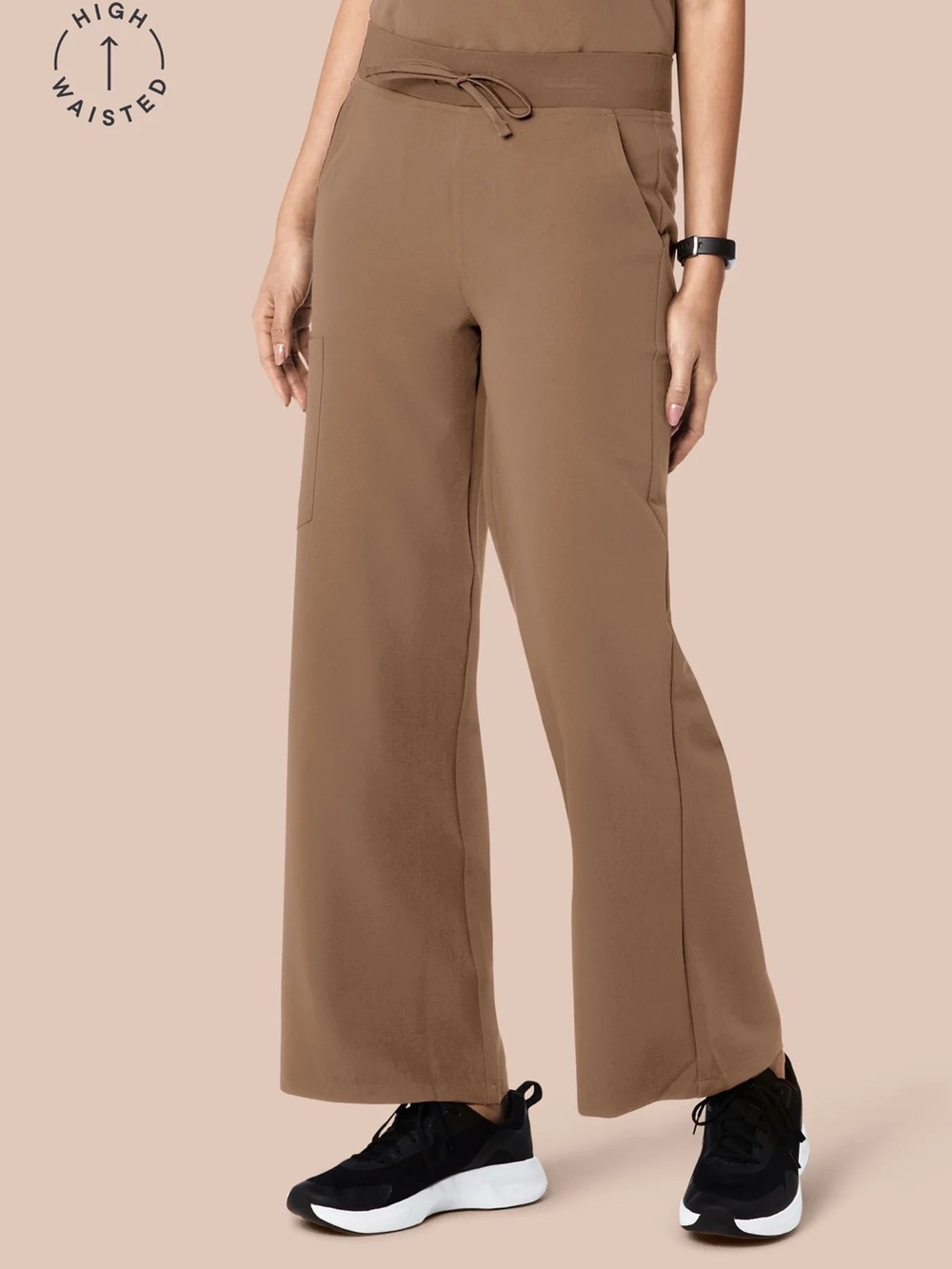 High-Waist Wide-Leg Scrub Pants
